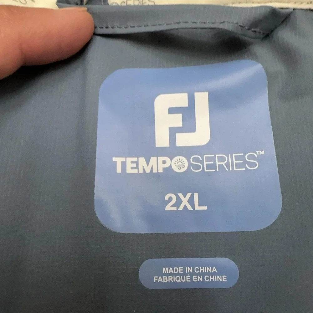 FootJoy Tempo Series Jacket Mens 2XL Blue White 1/4 Zip Hooded Golf Windbreaker